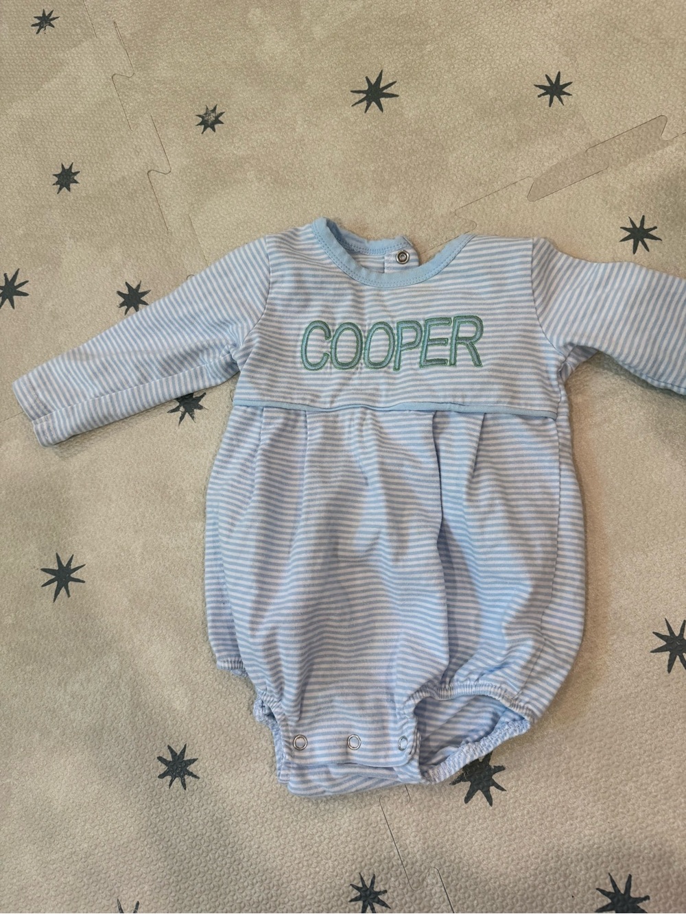 Trotter Street Kids Cotton Long Sleeve Bubble 9 Month “Cooper” Embroidered